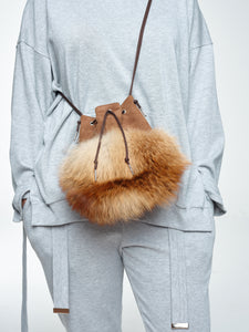 Red Fox And Suede Leather Bucket Bag