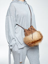 Load image into Gallery viewer, Red Fox And Suede Leather Bucket Bag
