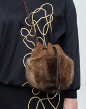 Load image into Gallery viewer, Muskrat Fur And Suede Leather Bucket Bag
