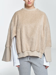 Lama And Mohair Crewneck/Cape