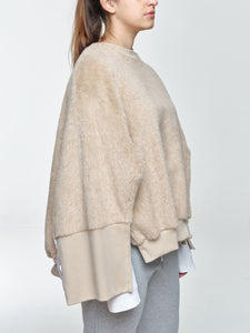 Lama And Mohair Crewneck/Cape