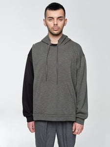 Asymmetric Hoodie In Grey/Black