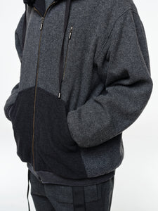 Wool-blend Jacket With Swakara Lamb Fur Hoodie