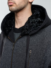 Load image into Gallery viewer, Wool-blend Jacket With Swakara Lamb Fur Hoodie
