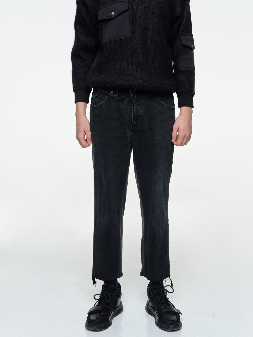 Re-worked Cropped Jeans In Black