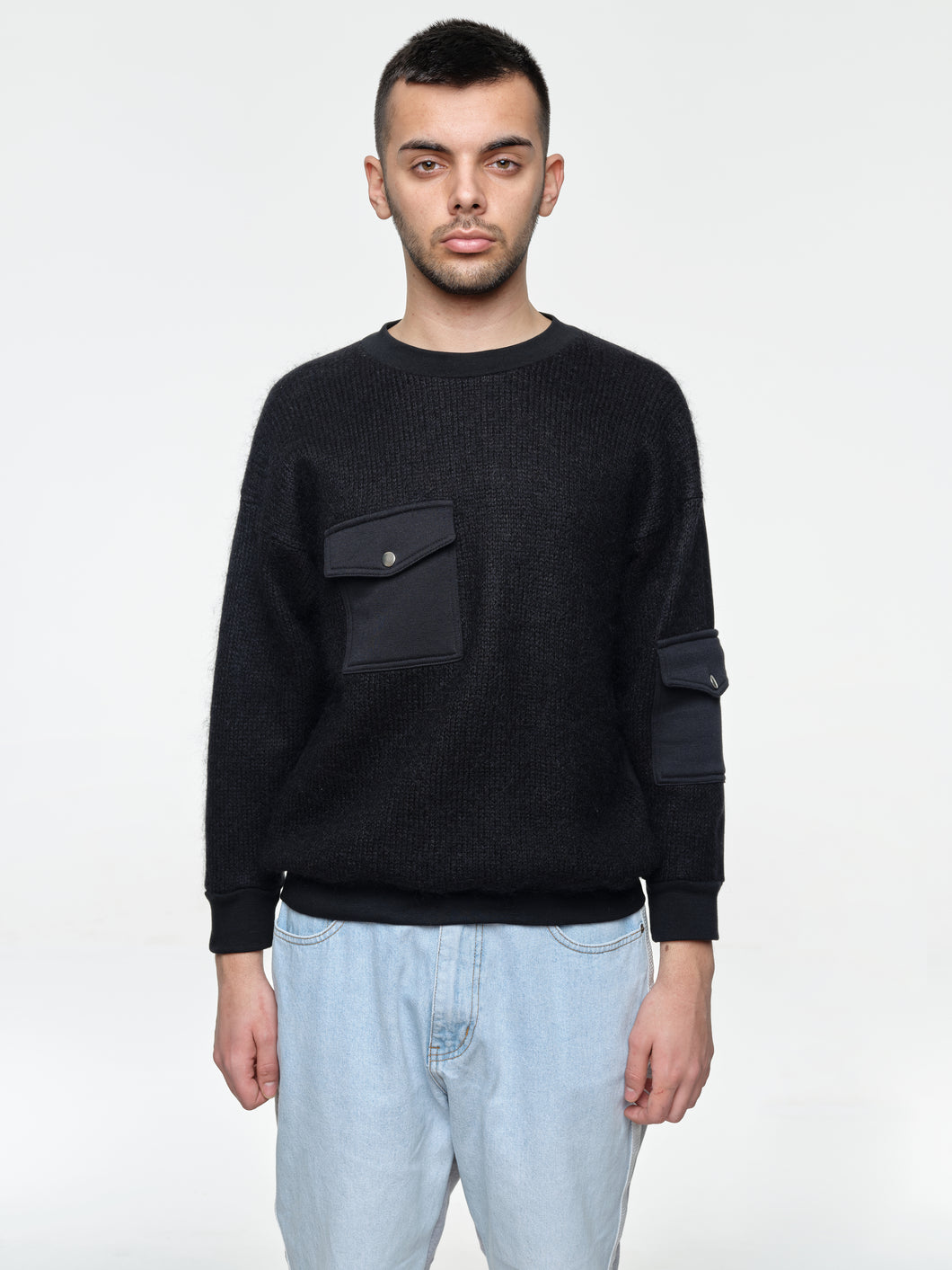 Mohair-Blend And Cotton Crewneck