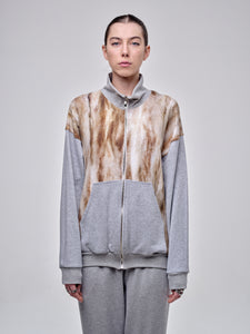 Zip-up Sweatshirt With Fur Print