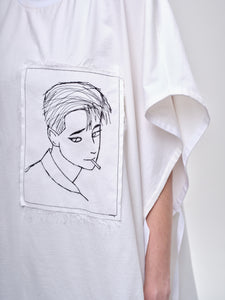 Cape T-shirt With Anime Embroidery Detail