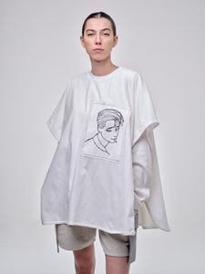 Cape T-shirt With Anime Embroidery Detail