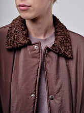 Load image into Gallery viewer, Brown Bomber Jacket With Shearling Sleeves
