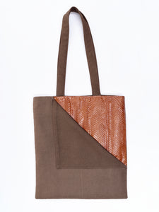 Shopper Bag With Genuine Snakeskin