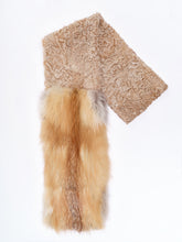 Load image into Gallery viewer, Up-cycled Astrakhan Fur Scarf With Fox Fur
