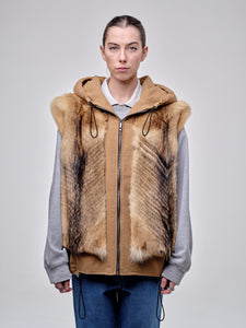 Natural Coyote And Tan Cotton-Blend Gilet