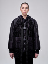 Load image into Gallery viewer, Nylon Bomber Jacket With Astrakhan Fur
